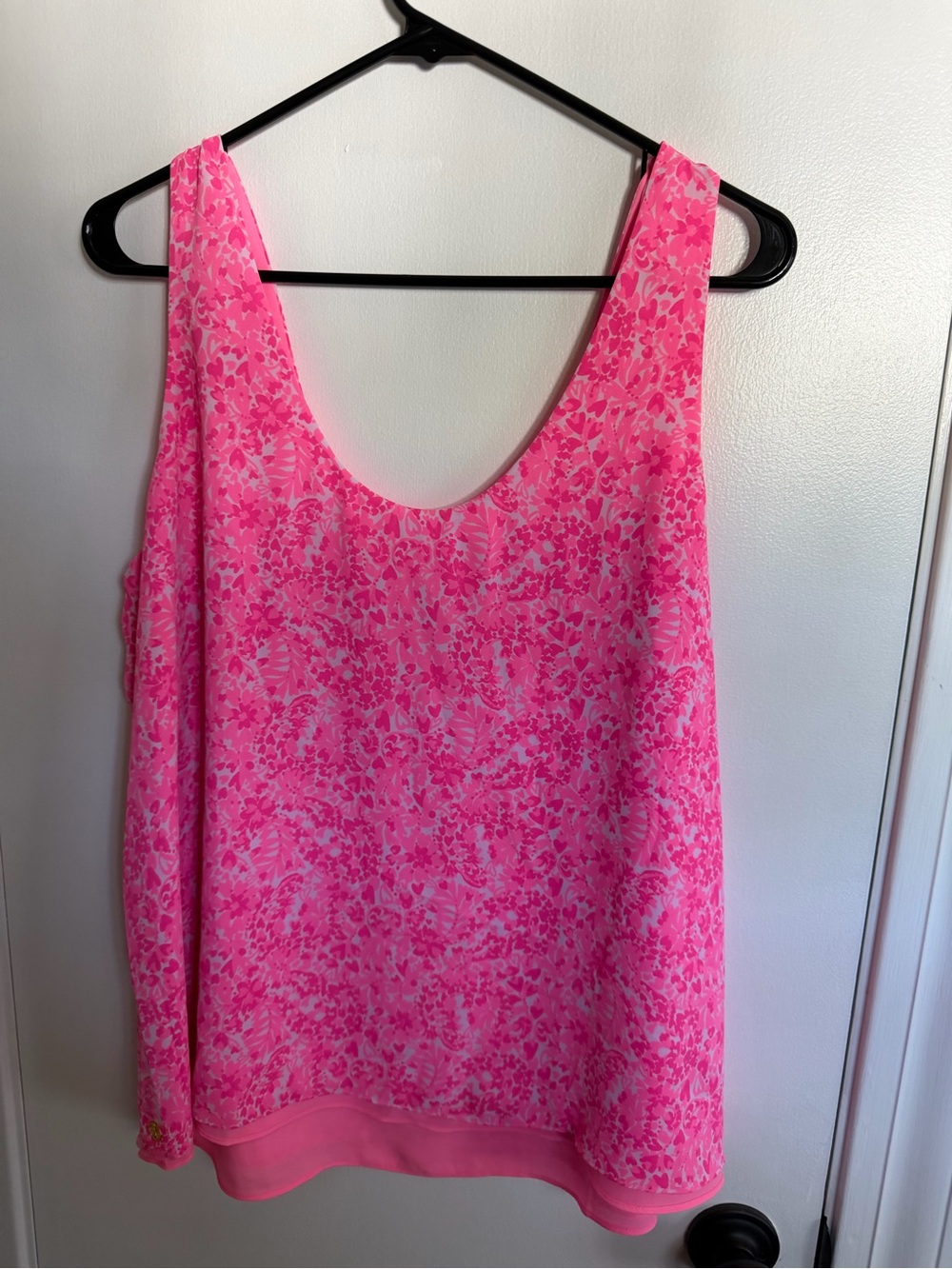 Lilly Pulitzer Hot Pink Floral Scoop Neck Tank